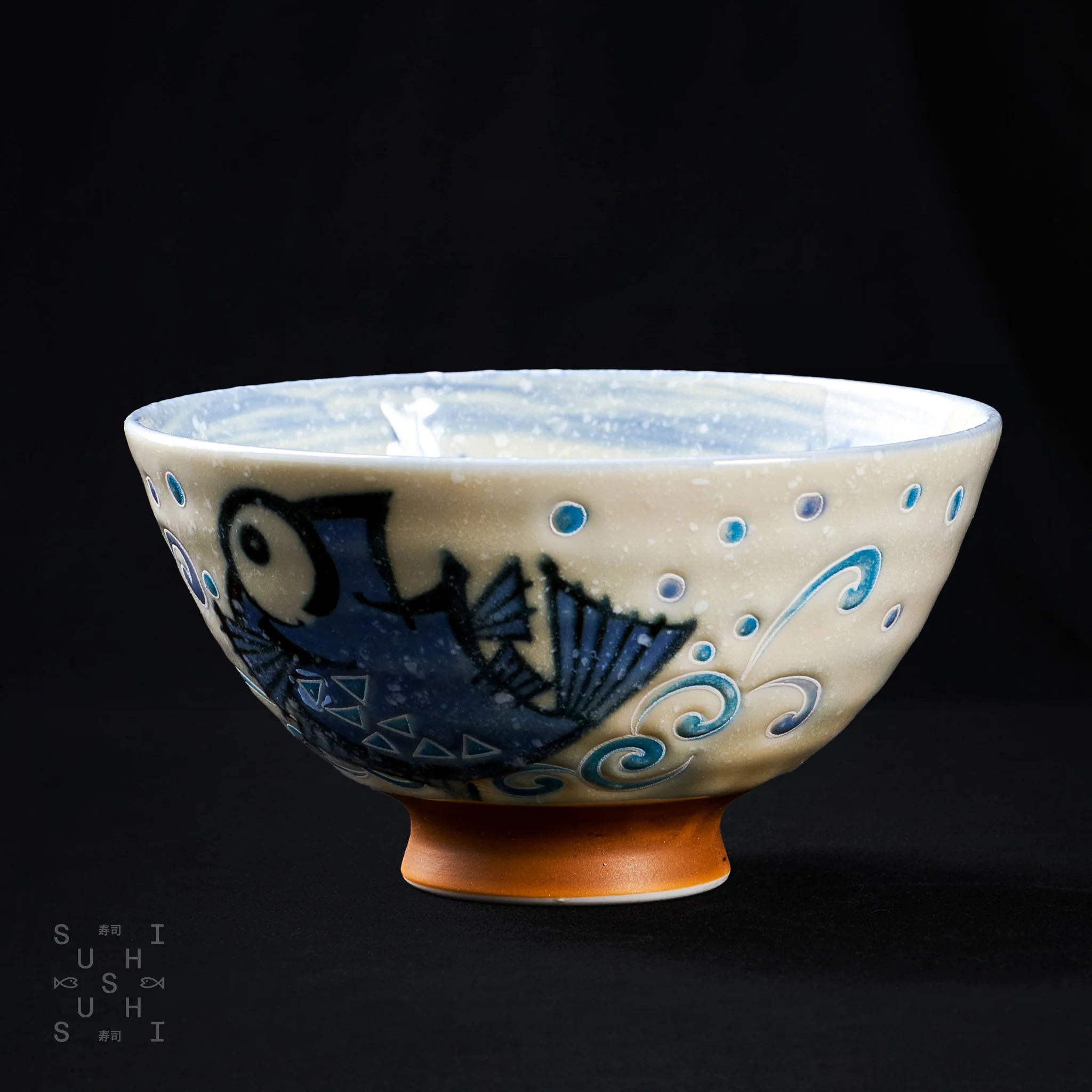 Kanekyu Seito Rice Bowl Blue Tai 125mm