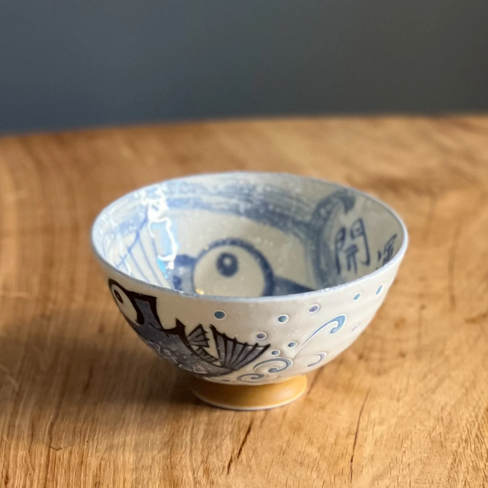 Kanekyu Seito Rice Bowl Blue Tai 125mm - Image 3