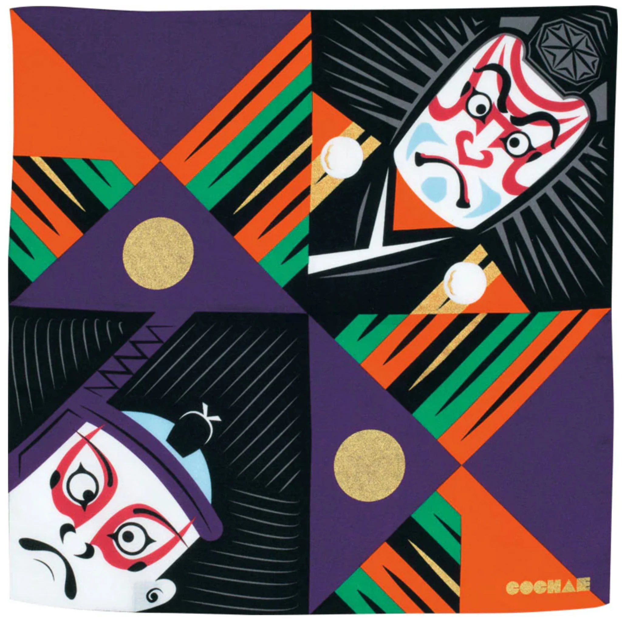 Furoshiki Cotton Wrap - Cochae Collab Red Kabuki 48x48cm - Image 4