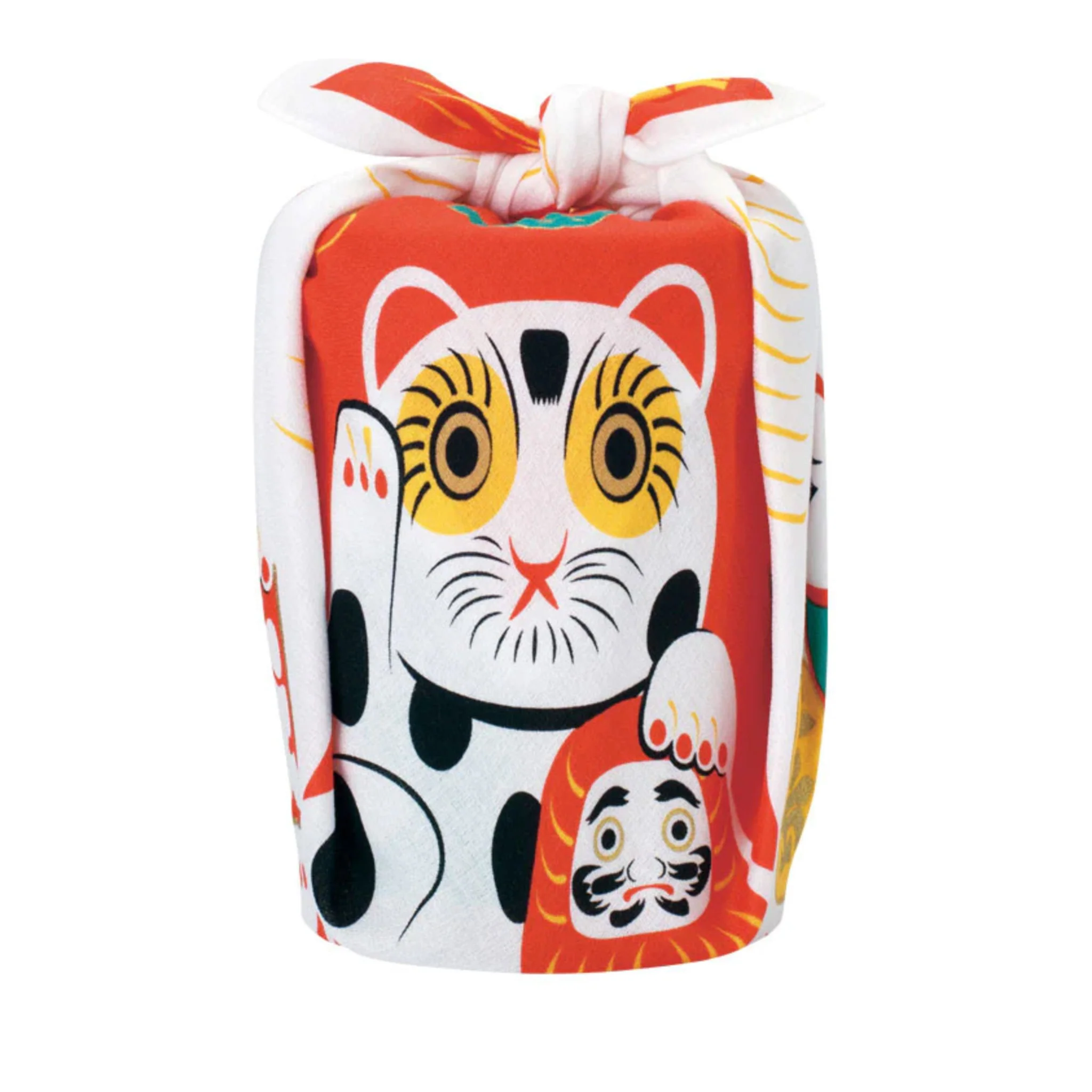 Furoshiki Cotton Wrap - Cochae Collab Red Lucky Cat 48x48cm - Image 3
